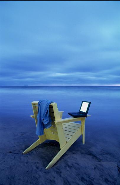 Computer in spiaggia