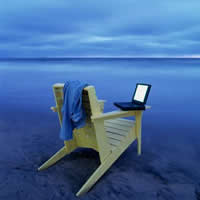 Computer in spiaggia